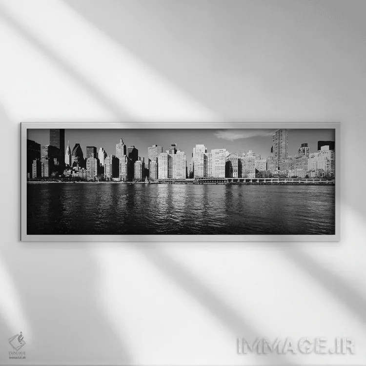 تابلو دکوراتیو East River, Manhattan, New York City, USA I,آسمان خراش… اثر پانورامیک ایمجز - نمای قابدار سفید