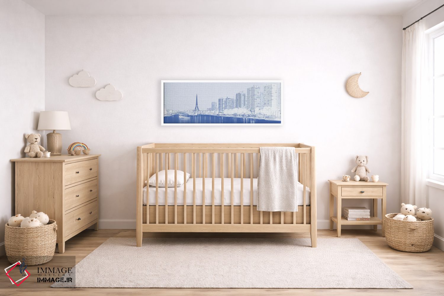 تابلو دکوراتیو Seine River, Paris, France,آسمان خراش کنار آب با برج ای… اثر پانورامیک ایمجز - D4W