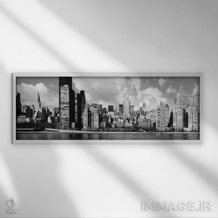 تابلو دکوراتیو East River, Manhattan, New York City, USA II,آسمان خراش… اثر پانورامیک ایمجز - نمای قابدار سفید