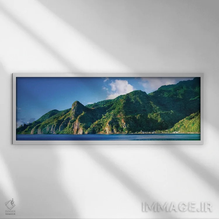 تابلو دکوراتیو Saint Lucia, South West Coast, Dominica, Caribbean" - "… اثر پانورامیک ایمجز - نمای قابدار سفید