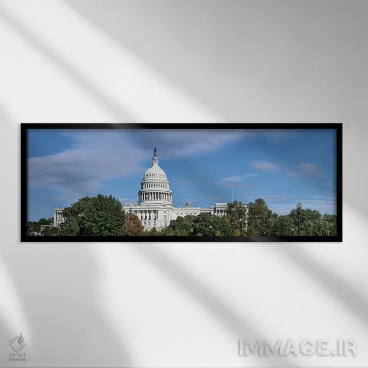 تابلو دکوراتیو Washington D.C., USA II" - "نمای خیابانی ساختمان کنگره… اثر پانورامیک ایمجز - نمای قابدار مشکی