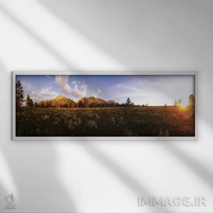 تابلو دکوراتیو Grand Teton National Park, Wyoming, USA" - "طلوع آفتاب… اثر پانورامیک ایمجز - نمای قابدار سفید