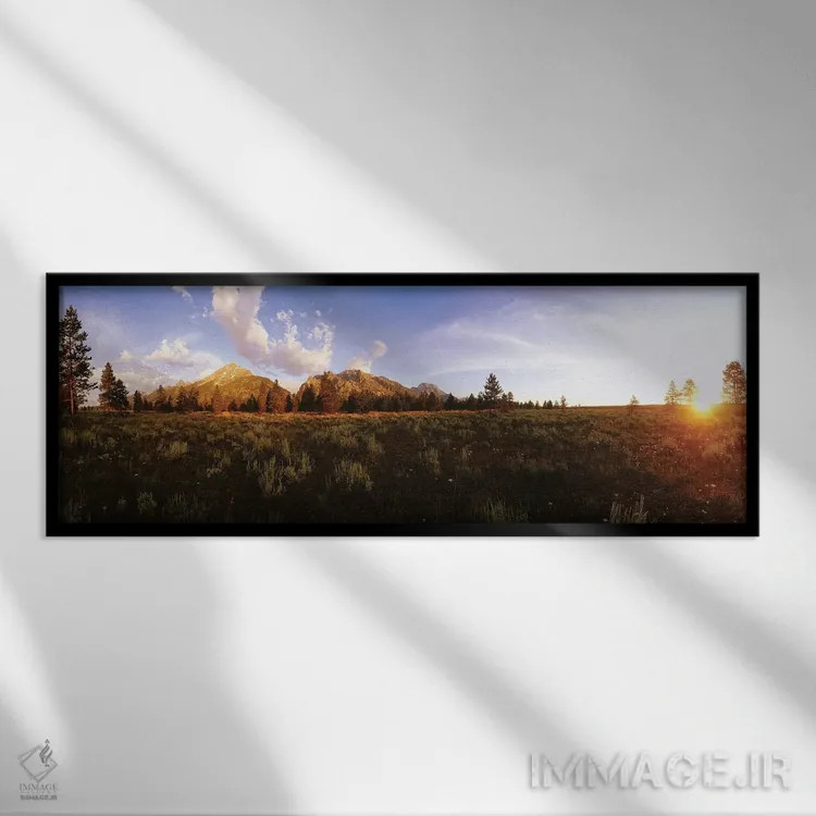 تابلو دکوراتیو Grand Teton National Park, Wyoming, USA" - "طلوع آفتاب… اثر پانورامیک ایمجز - نمای قابدار مشکی