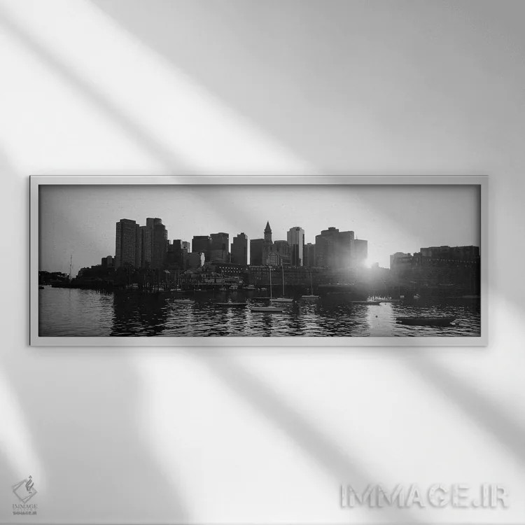 تابلو دکوراتیو Boston, Massachusetts, USA " - "غروب آفتاب بر فراز آسما… اثر پانورامیک ایمجز - نمای قابدار سفید