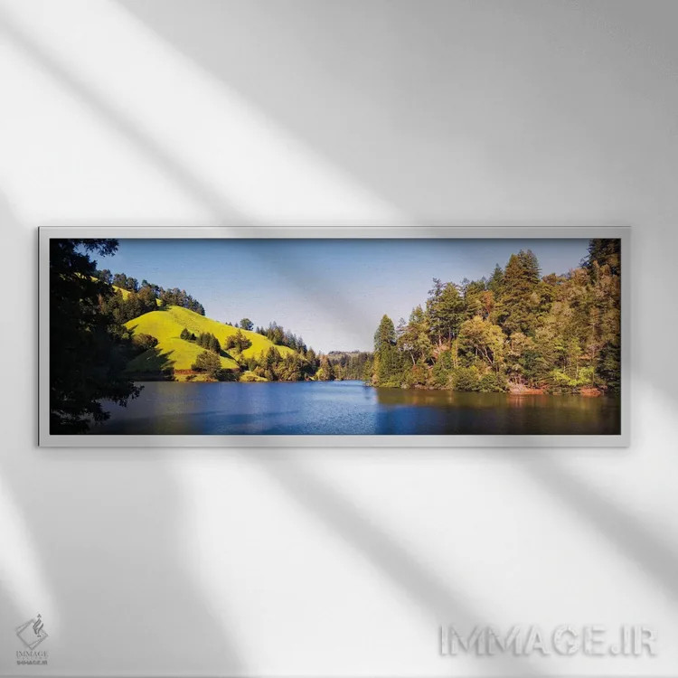 تابلو دکوراتیو Lake Lagunitas, Marin County, California, USA" - "درختا… اثر پانورامیک ایمجز - نمای قابدار سفید