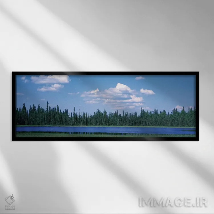 تابلو دکوراتیو Alaska, USA" - "درختان در کنار دریاچه، آلاسکا، ایالات م… اثر پانورامیک ایمجز - نمای قابدار مشکی