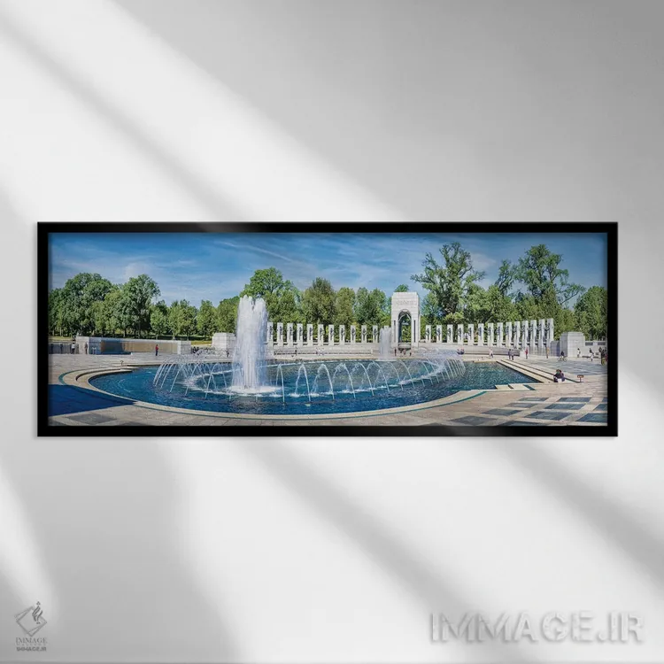 تابلو دکوراتیو Washington D.C., USA" - "نمایی از فواره در یادبود ملی ج… اثر پانورامیک ایمجز - نمای قابدار مشکی