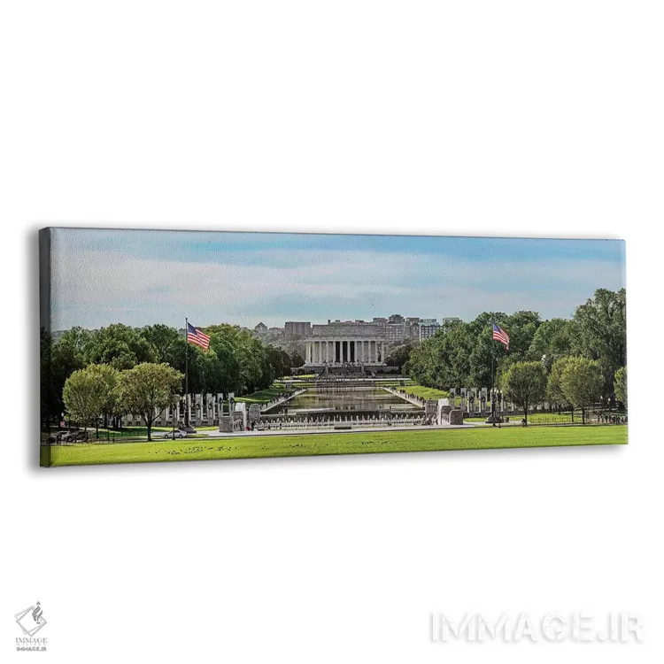تابلو دکوراتیو Washington D.C., USA" - "نمایی از یادبود لینکلن و یادبو… اثر پانورامیک ایمجز - نمای پرسپکتیو محصول
