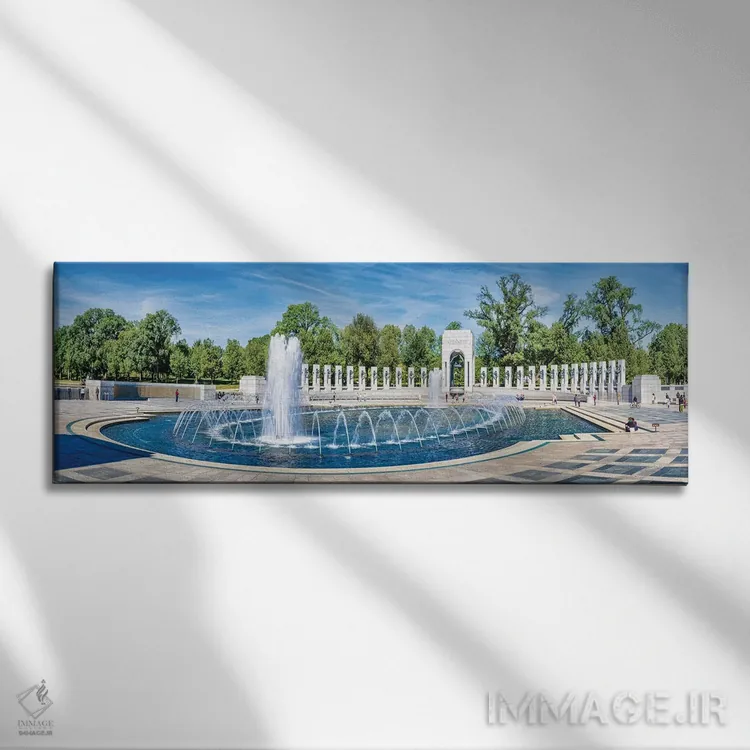 تابلو دکوراتیو Washington D.C., USA" - "نمایی از فواره در یادبود ملی ج… اثر پانورامیک ایمجز - نمای روبهرو روی دیوار