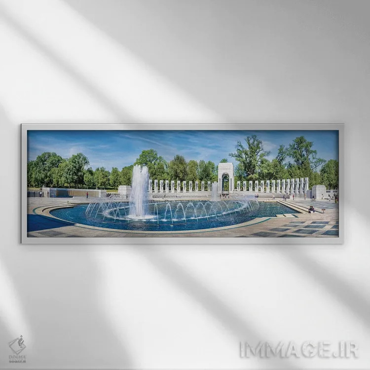 تابلو دکوراتیو Washington D.C., USA" - "نمایی از فواره در یادبود ملی ج… اثر پانورامیک ایمجز - نمای قابدار سفید