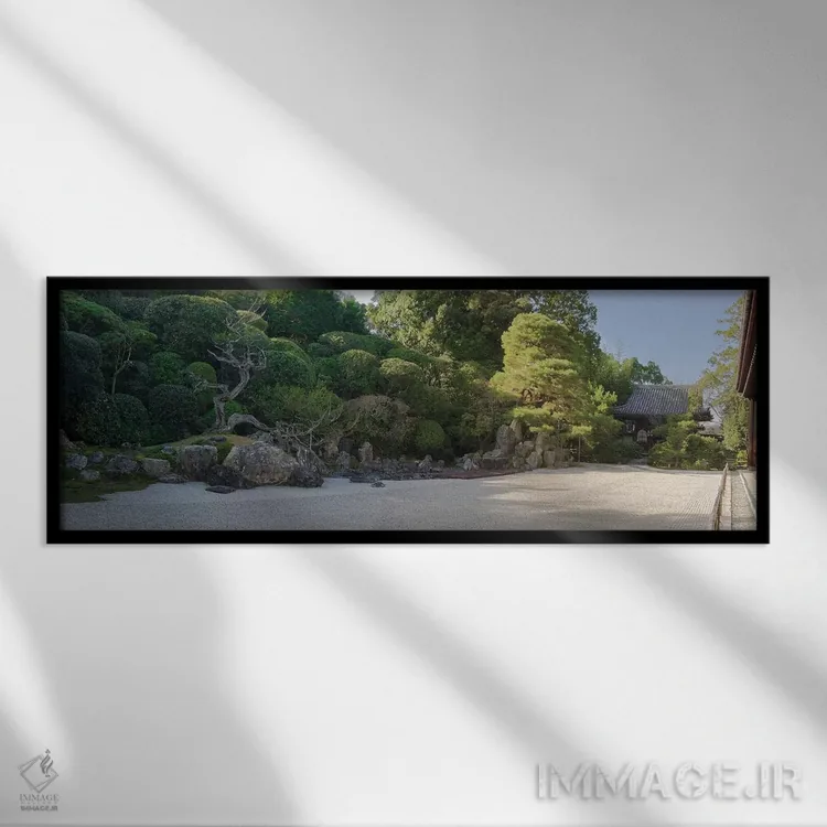 تابلو دکوراتیو "باغ ژن در معبد کنچی-این، استان کیوتو، ژاپن" اثر پانورامیک ایمجز - نمای قابدار مشکی