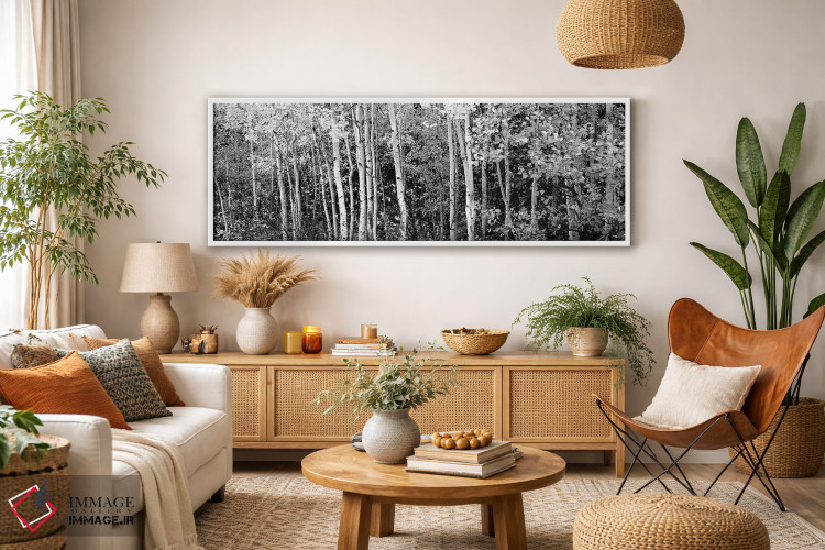 تابلو دکوراتیو "درختان آسپن و هاتورن سیاه در یک جنگل، پارک ملی گرند تی… اثر پانورامیک ایمجز - D3W