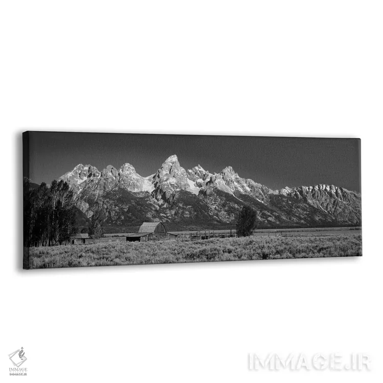 تابلو دکوراتیو "انبار در دشت قبل از کوه ها، پارک ملی گرند تیتون، وایوم… اثر پانورامیک ایمجز - نمای پرسپکتیو محصول