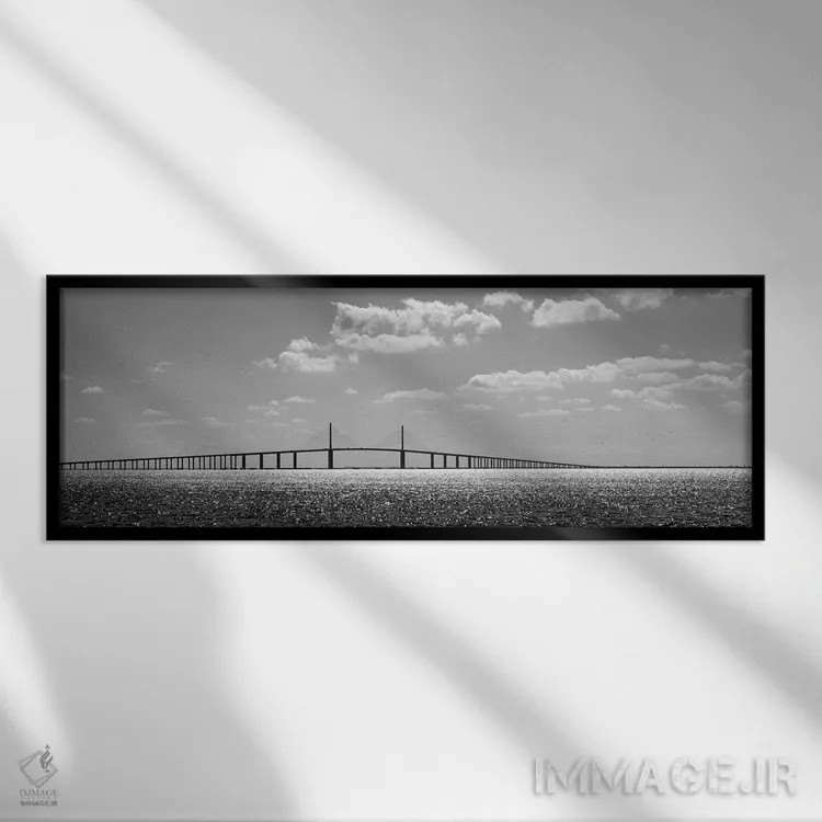 تابلو دکوراتیو "پل عبوری از یک خلیج، پل سان شاین اسکای وی، خلیج تمپا… اثر پانورامیک ایمجز - نمای قابدار مشکی