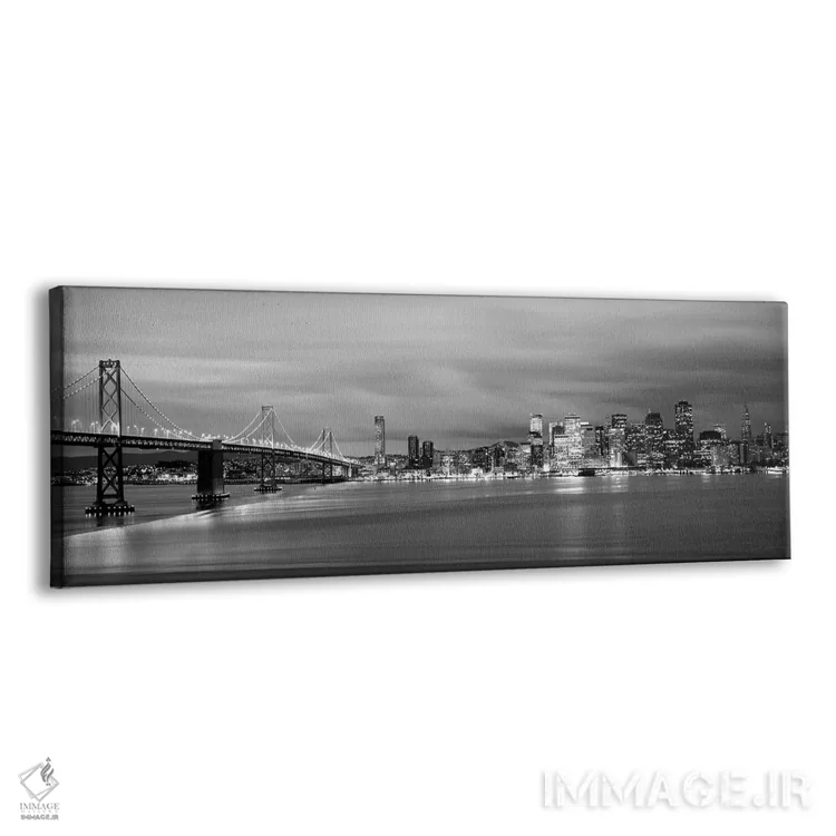 تابلو دکوراتیو "پل روشن شده در هنگام غروب، پل خلیج، خلیج سان فرانسیسکو… اثر پانورامیک ایمجز - نمای پرسپکتیو محصول