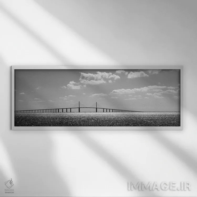تابلو دکوراتیو "پل عبوری از یک خلیج، پل سان شاین اسکای وی، خلیج تمپا… اثر پانورامیک ایمجز - نمای قابدار سفید