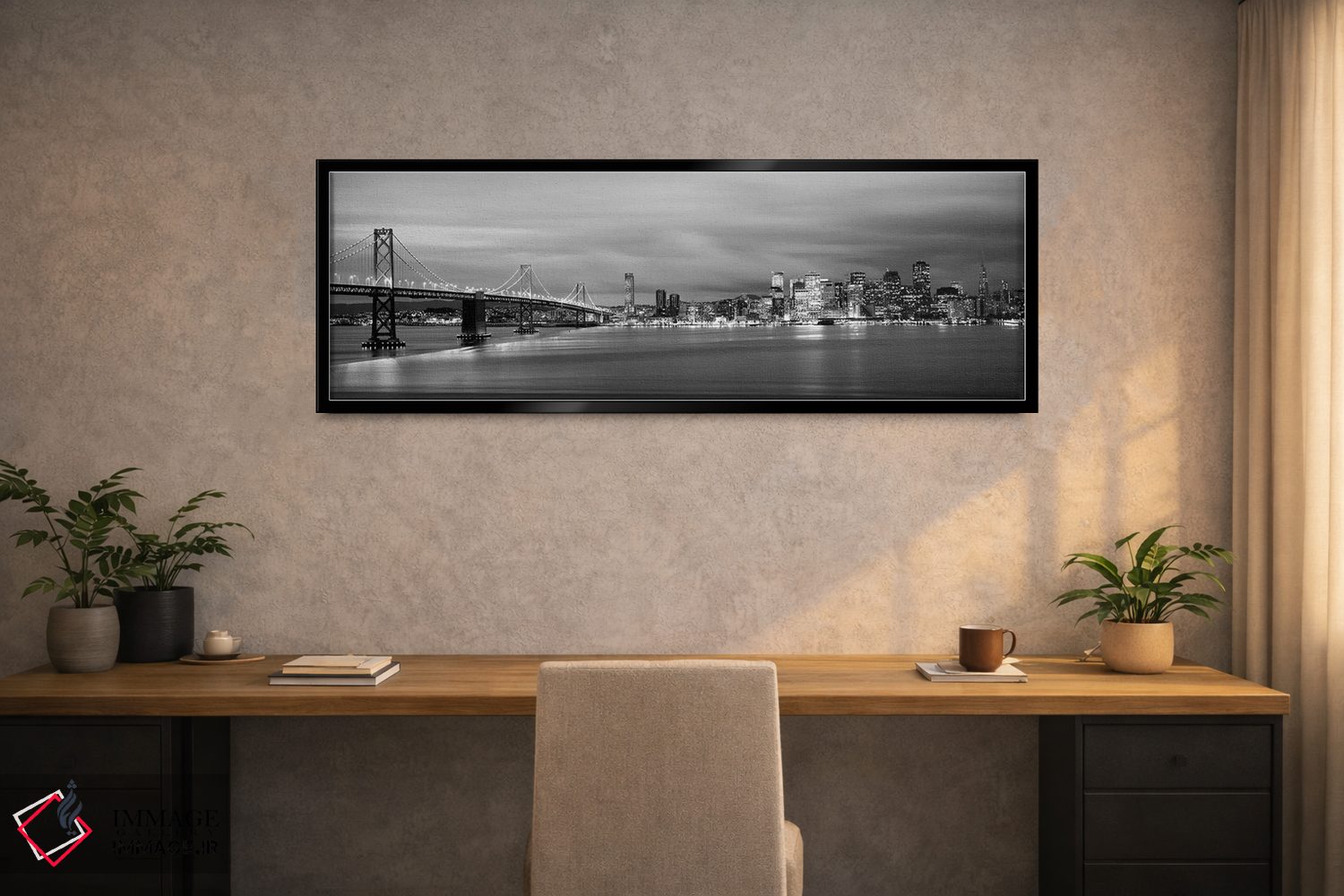 تابلو دکوراتیو "پل روشن شده در هنگام غروب، پل خلیج، خلیج سان فرانسیسکو… اثر پانورامیک ایمجز - D2B