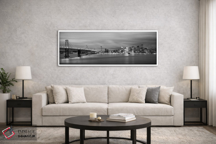 تابلو دکوراتیو "پل روشن شده در هنگام غروب، پل خلیج، خلیج سان فرانسیسکو… اثر پانورامیک ایمجز - D5W