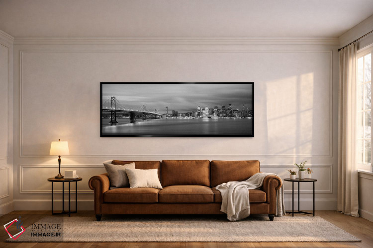 تابلو دکوراتیو "پل روشن شده در هنگام غروب، پل خلیج، خلیج سان فرانسیسکو… اثر پانورامیک ایمجز - D6B