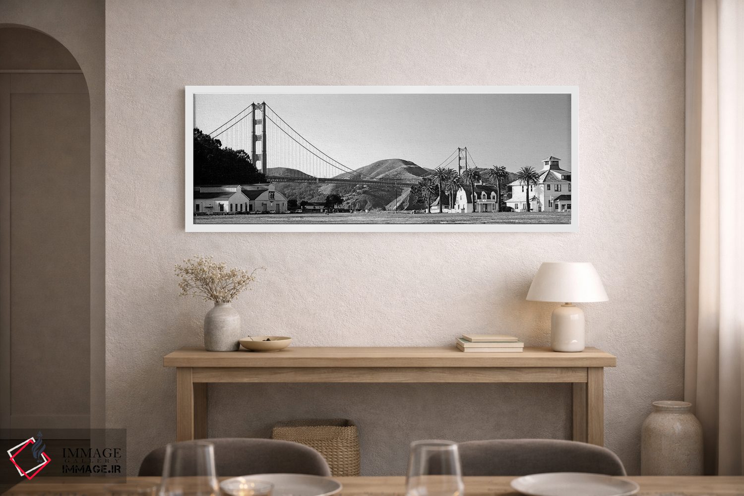 تابلو دکوراتیو "پل دیده شده از یک پارک، پل گلدن گیت، کریسی فیلد، سان ف… اثر پانورامیک ایمجز - D1W
