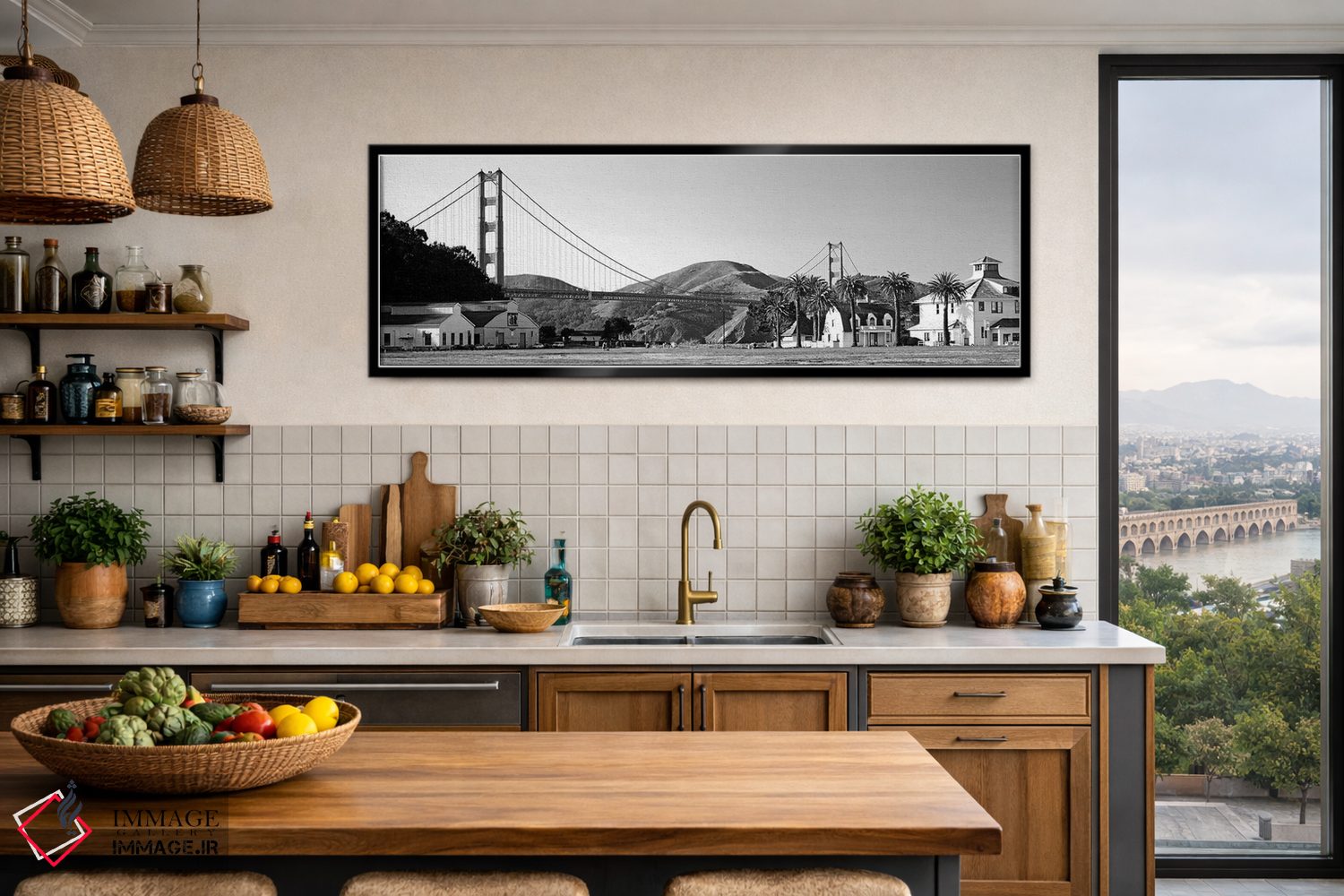 تابلو دکوراتیو "پل دیده شده از یک پارک، پل گلدن گیت، کریسی فیلد، سان ف… اثر پانورامیک ایمجز - D5B