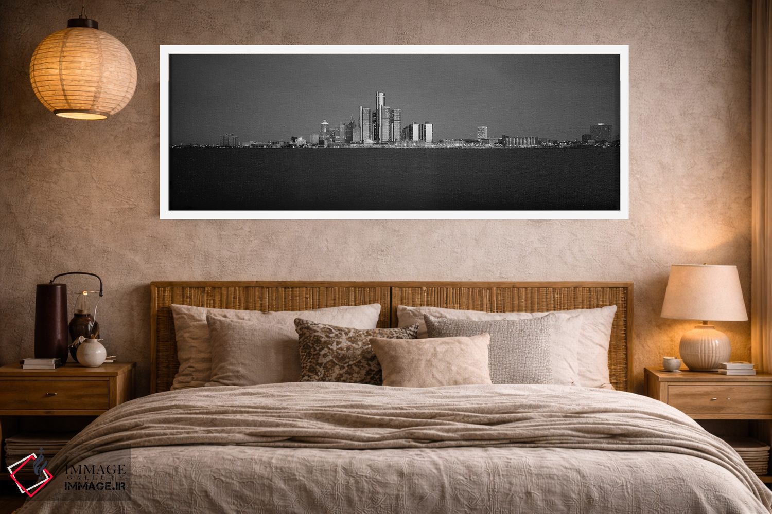 تابلو دکوراتیو "ساختمان ها در کنار آب، دیترویت، میشیگان، ایالات متحده" اثر پانورامیک ایمجز - D2W