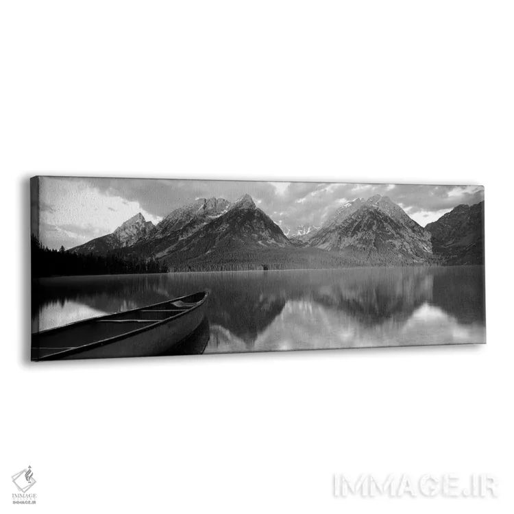 تابلو دکوراتیو "قایق در دریاچه لی، پارک ملی گرند تیتون، وایومینگ، ایال… اثر پانورامیک ایمجز - نمای پرسپکتیو محصول