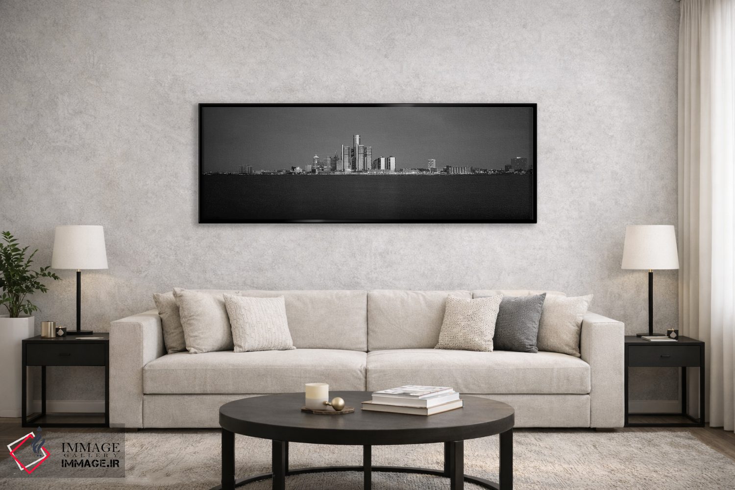 تابلو دکوراتیو "ساختمان ها در کنار آب، دیترویت، میشیگان، ایالات متحده" اثر پانورامیک ایمجز - D6B