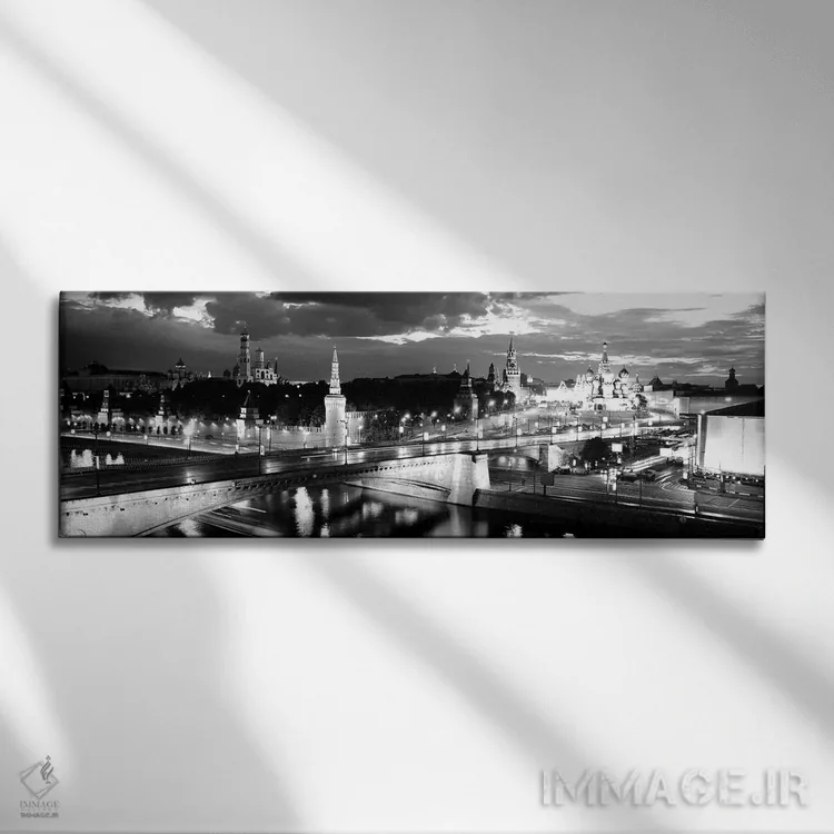 تابلو دکوراتیو "شهر روشن شده در شب، میدان سرخ، کرملین، مسکو، روسیه" اثر پانورامیک ایمجز - نمای روبهرو روی دیوار