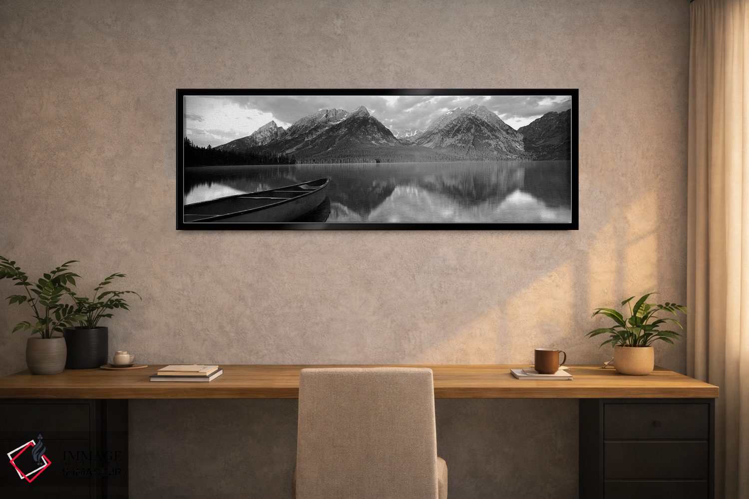 تابلو دکوراتیو "قایق در دریاچه لی، پارک ملی گرند تیتون، وایومینگ، ایال… اثر پانورامیک ایمجز - D2B