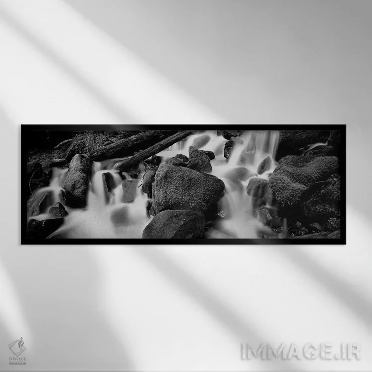 تابلو دکوراتیو "آبشار cascading در یک جنگل بارانی، پارک ملی المپیک، ای… اثر پانورامیک ایمجز - نمای قابدار مشکی