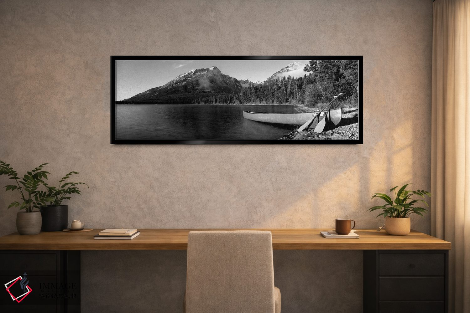 تابلو دکوراتیو "قایق در دریاچه لی، قله راکچاک، رشته کوه تیتون، پارک مل… اثر پانورامیک ایمجز - D1B
