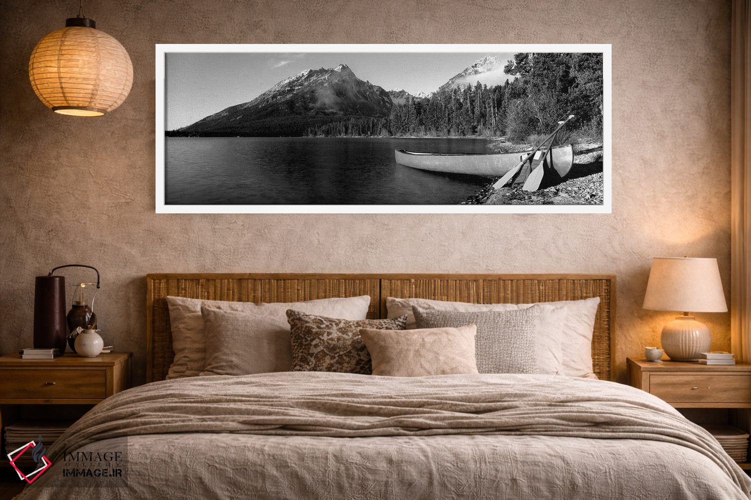تابلو دکوراتیو "قایق در دریاچه لی، قله راکچاک، رشته کوه تیتون، پارک مل… اثر پانورامیک ایمجز - D4W
