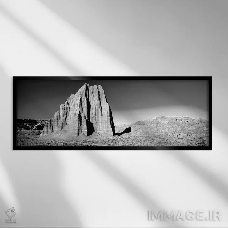 تابلو دکوراتیو "صخره در پارک ملی کاپیتول ریف در برابر آسمان آبی، یوتا… اثر پانورامیک ایمجز - نمای قابدار مشکی