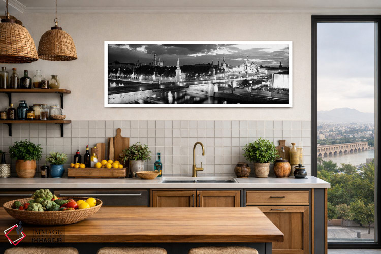 تابلو دکوراتیو "شهر روشن شده در شب، میدان سرخ، کرملین، مسکو، روسیه" اثر پانورامیک ایمجز - D2W