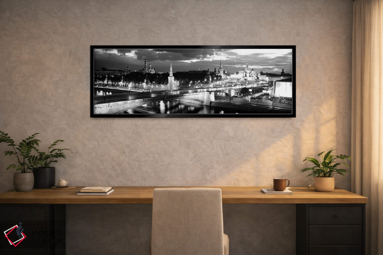 تابلو دکوراتیو "شهر روشن شده در شب، میدان سرخ، کرملین، مسکو، روسیه" اثر پانورامیک ایمجز - D1B