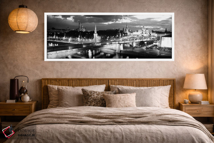 تابلو دکوراتیو "شهر روشن شده در شب، میدان سرخ، کرملین، مسکو، روسیه" اثر پانورامیک ایمجز - D3W