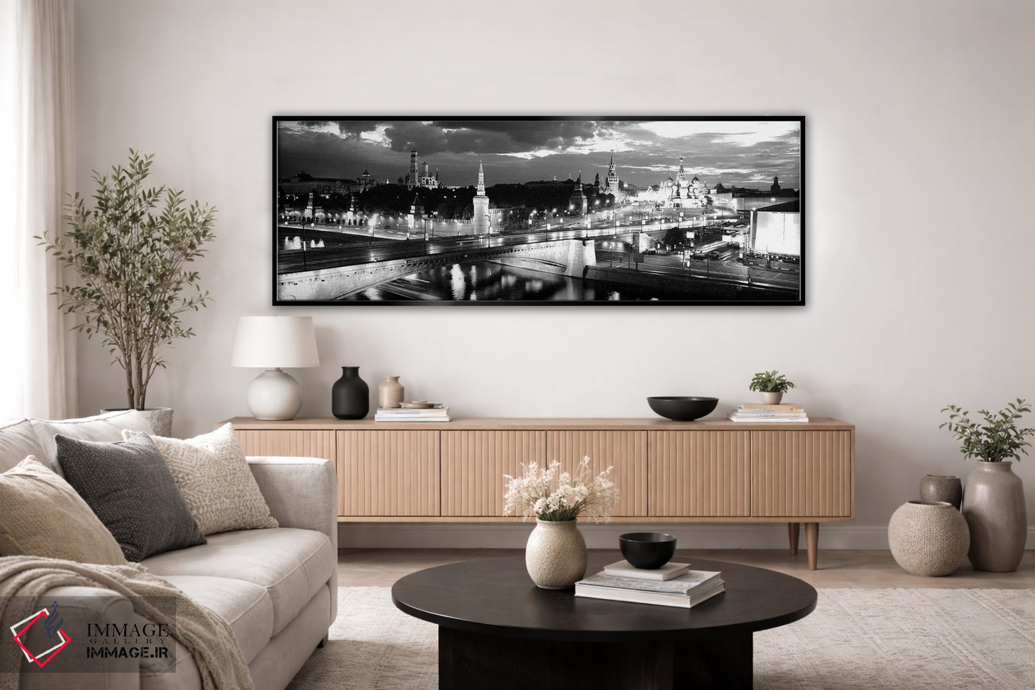 تابلو دکوراتیو "شهر روشن شده در شب، میدان سرخ، کرملین، مسکو، روسیه" اثر پانورامیک ایمجز - D4B