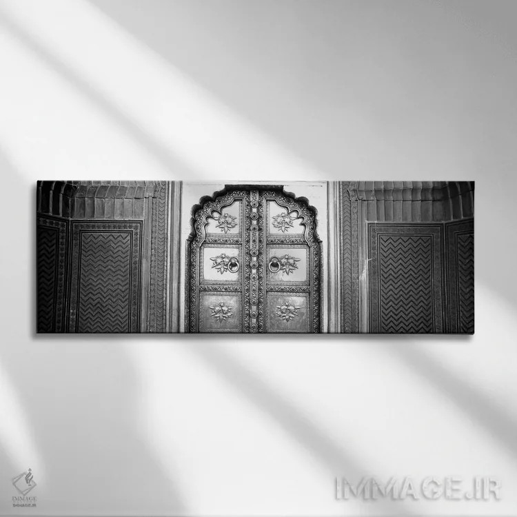 تابلو دکوراتیو "نمای نزدیک از درب بسته یک قصر، کاخ شهر جیپور، شهر جیپو… اثر پانورامیک ایمجز - نمای روبهرو روی دیوار