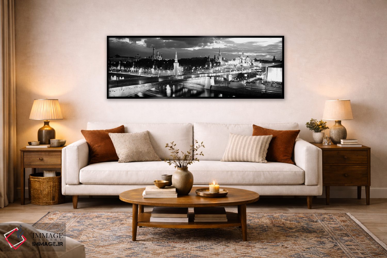 تابلو دکوراتیو "شهر روشن شده در شب، میدان سرخ، کرملین، مسکو، روسیه" اثر پانورامیک ایمجز - D6B