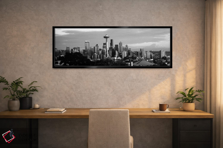 تابلو دکوراتیو "شهر دیده شده از تپه کوئین آن، فضای سوزنی، سیاتل، شهرست… اثر پانورامیک ایمجز - D2B