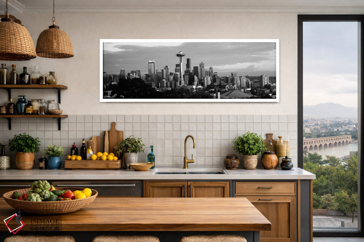 تابلو دکوراتیو "شهر دیده شده از تپه کوئین آن، فضای سوزنی، سیاتل، شهرست… اثر پانورامیک ایمجز - D3W