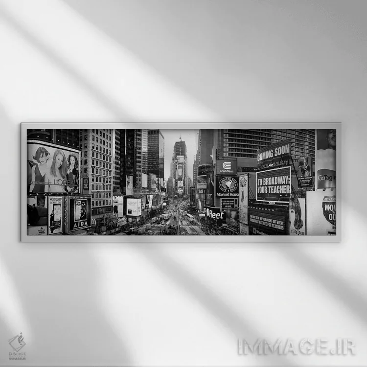 تابلو دکوراتیو "غروب، میدان تایمز، نیویورک سیتی، ایالت نیویورک، ایالات… اثر پانورامیک ایمجز - نمای قابدار سفید