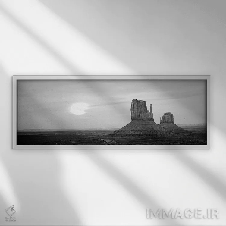 تابلو دکوراتیو "دمنوش های میتن شرقی و غربی در هنگام غروب، دره یادبود… اثر پانورامیک ایمجز - نمای قابدار سفید