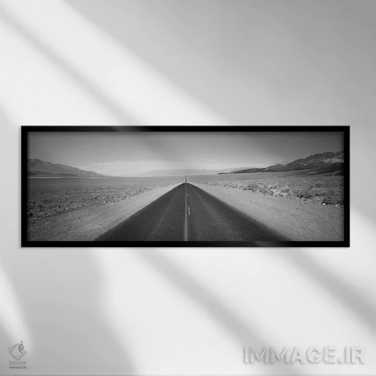 تابلو دکوراتیو "جاده خالی در دره مرگ، کالیفرنیا، ایالات متحده" اثر پانورامیک ایمجز - نمای قابدار مشکی
