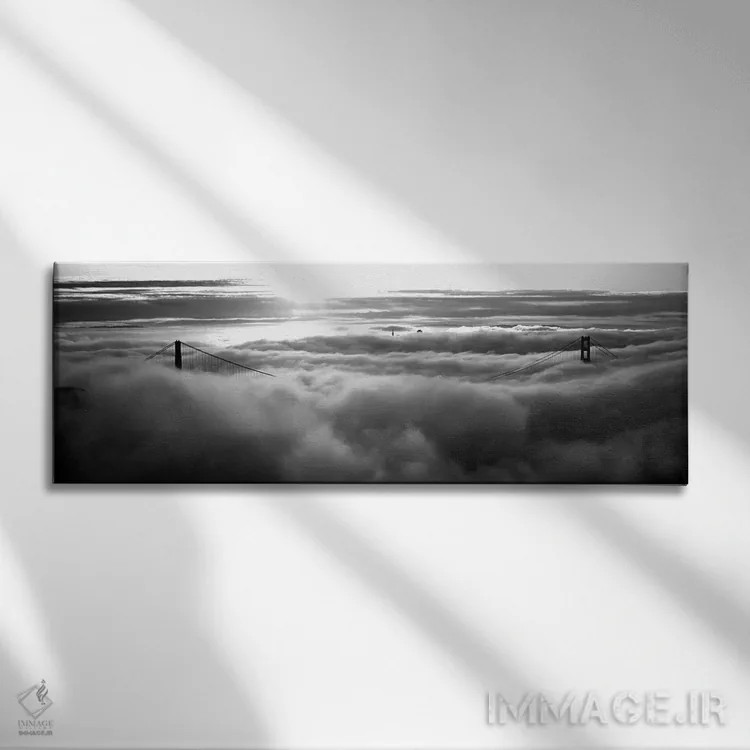 تابلو دکوراتیو "پل گلدن گیت پوشیده از مه دیده شده از تپه هاوک، خلیج سا… اثر پانورامیک ایمجز - نمای روبهرو روی دیوار
