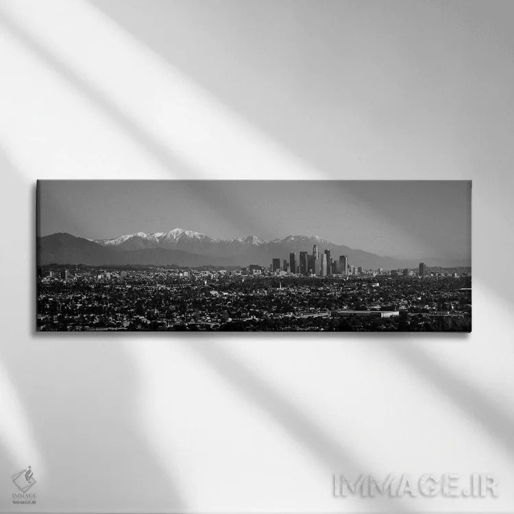 تابلو دکوراتیو "نمای بلند از یک شهر، لس آنجلس، کالیفرنیا، ایالات متحده… اثر پانورامیک ایمجز - نمای روبهرو روی دیوار