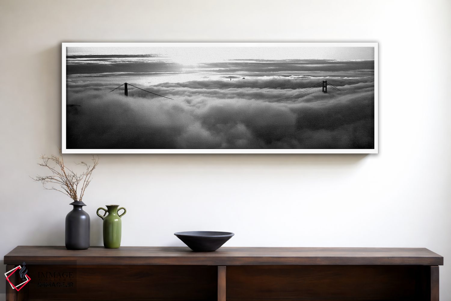 تابلو دکوراتیو "پل گلدن گیت پوشیده از مه دیده شده از تپه هاوک، خلیج سا… اثر پانورامیک ایمجز - D1W