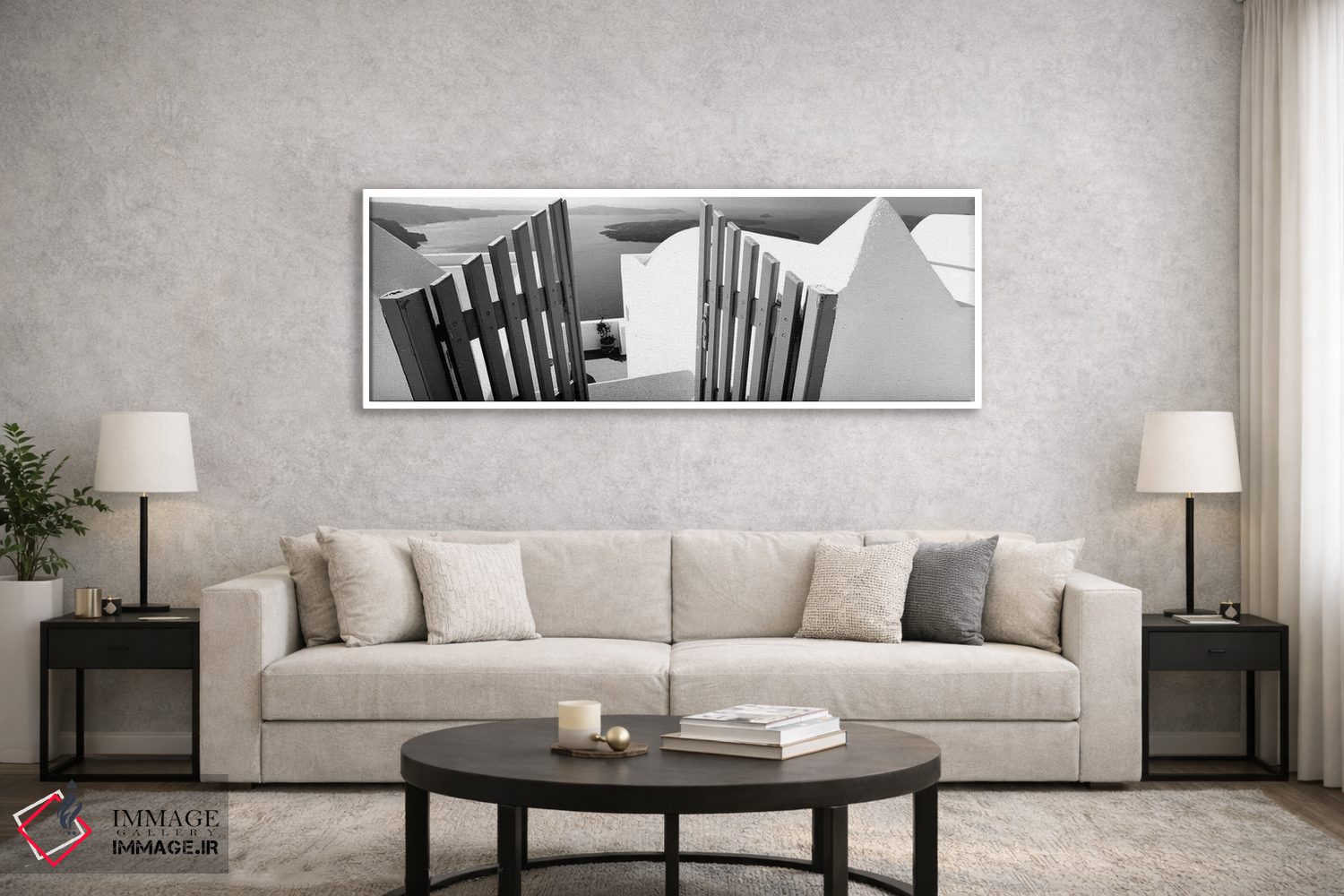 تابلو دکوراتیو "دروازه در تراس یک خانه، سانتورینی، جزایر سیکلاد، یونان… اثر پانورامیک ایمجز - D6W