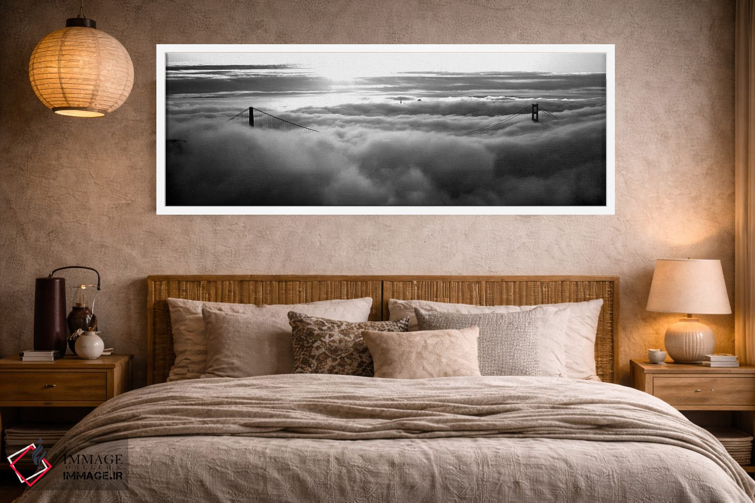 تابلو دکوراتیو "پل گلدن گیت پوشیده از مه دیده شده از تپه هاوک، خلیج سا… اثر پانورامیک ایمجز - D3W
